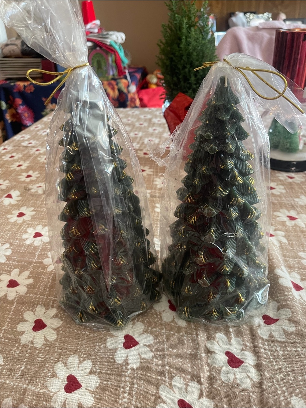 Festive Green Decorative Holiday Tree Candle - Set of 2
